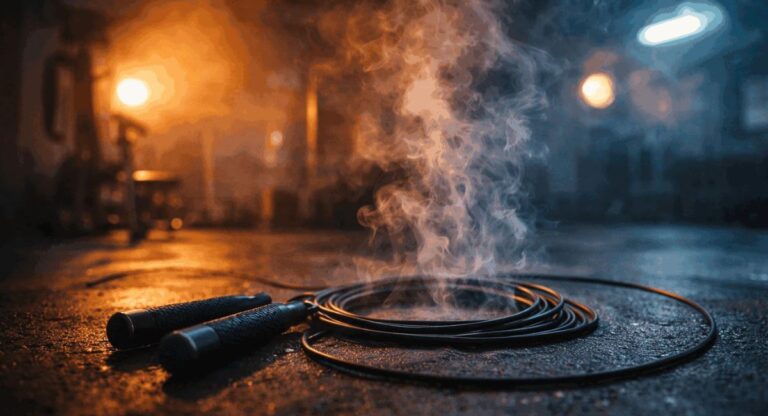 Person doing jump rope cardio workout outdoors for weight loss, burning calories, improving fitness, and building endurance training routine.